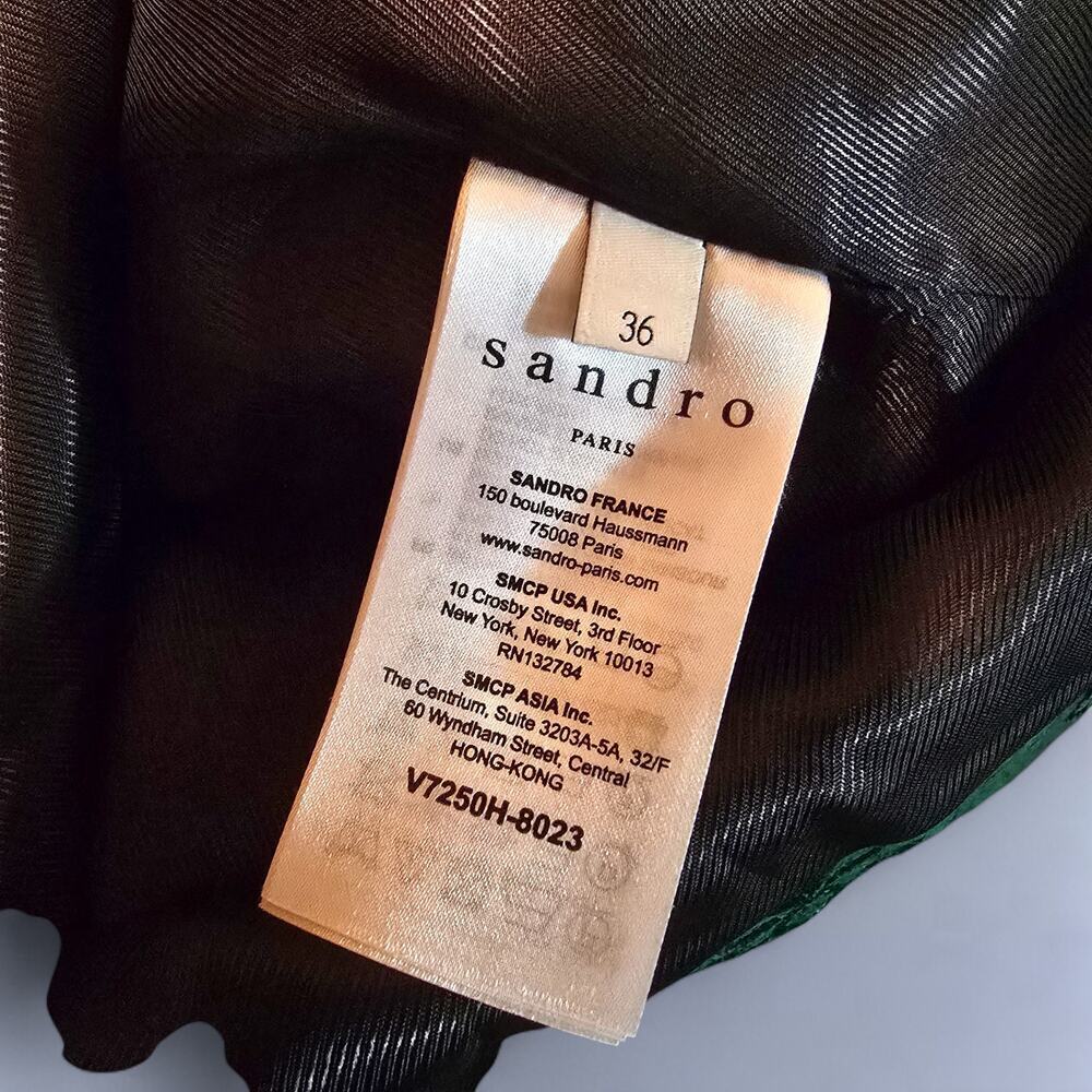 Sandro Floral Jacquard Jacket In Chlorophylle - Size 4 - Picture 6 of 11